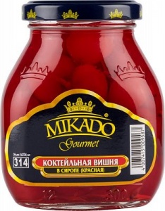 Вишня коктейльная красная с веточкой MIKADO (314 мл) кор. 12шт.