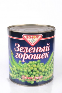 Горошек зеленый "ДЕЛЬКОФФ" ж/б (2,950 кг/3,155 кг/3100 мл) упак. 6 шт.